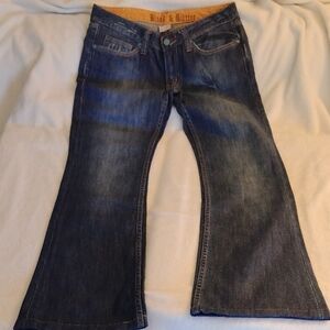 Blood & Glitter Flare Embroidered Pockets Jeans Women's 30